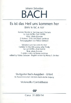 Es ist das Heil uns kommen her Kantate BWV9 Nr.9 Violoncello/Kontrabass