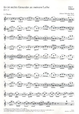 Es ist nichts Gesundes an meinem Leibe Kantate Nr.25 BWV25 Violine 1/Oboe 1