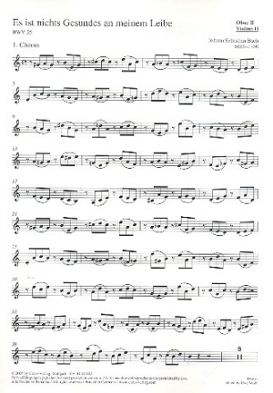 Es ist nichts Gesundes an meinem Leibe Kantate Nr.25 BWV25 Violine 2/Oboe 2