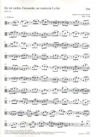 Es ist nichts Gesundes an meinem Leibe Kantate Nr.25 BWV25 Viola
