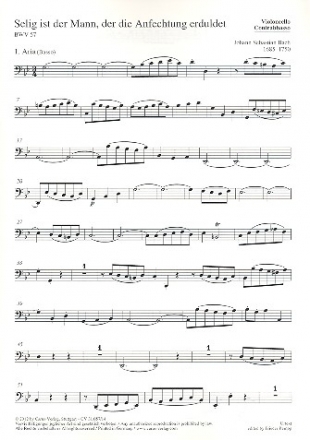 Selig ist der Mann Kantate Nr.57 BWV57 Violoncello/Kontrabass