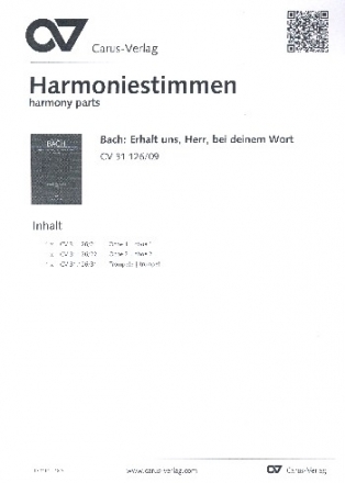 Erhalt uns Herr bei deinem Wort Kantate Nr.126 BWV126 Harmoniestimmen
