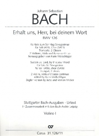 Erhalt uns Herr bei deinem Wort Kantate Nr.126 BWV126 Violine 1
