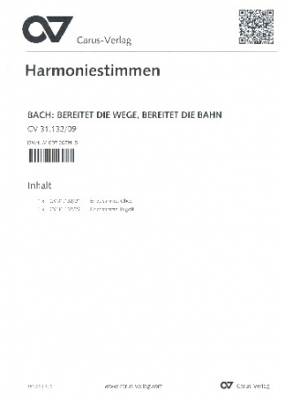 Bereitet die Wege bereitet die Bahn Kantate Nr.132 BWV132 Harmoniestimmen