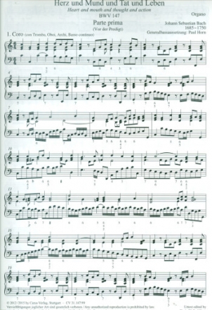 Herz und Mund und Tat und Leben Kantate Nr.147 BWV147 Orgel