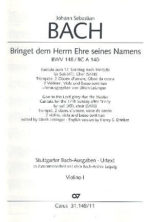Bringet dem Herrn Ehre seines Namens Kantate Nr.148 BWV148 Violine 1