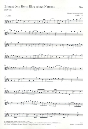 Bringet dem Herrn Ehre seines Namens Kantate Nr.148 BWV148 Viola