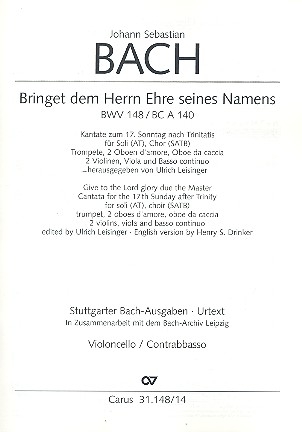 Bringet dem Herrn Ehre seines Namens Kantate Nr.148 BWV148 Violoncello/Kontrabass