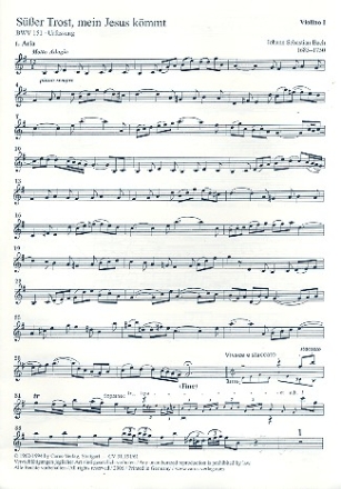 Ser Trost mein Jesus kmmt Kantate Nr.151 BWV151 Violine 1