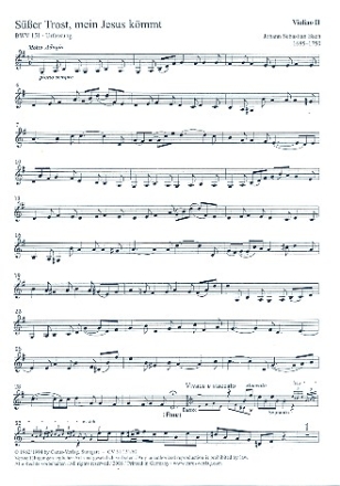 Ser Trost mein Jesus kmmt Kantate Nr.151 BWV151 Violine 2