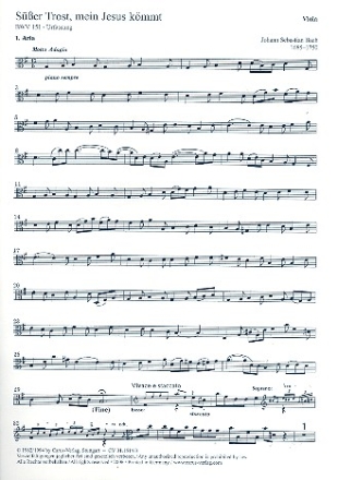 Ser Trost mein Jesus kmmt Kantate Nr.151 BWV151 Viola