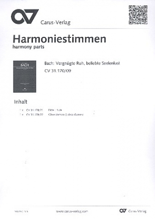 Vergngte Ruh, beliebte Seelenlust Kantate Nr.170 BWV170 Harmoniestimmen