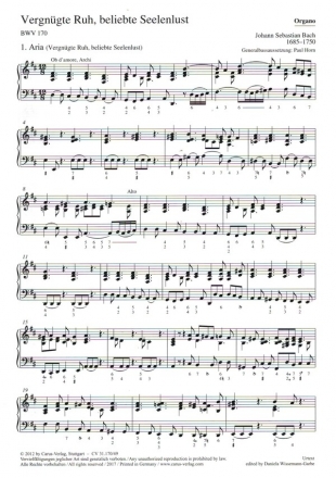 Vergngte Ruh, beliebte Seelenlust Kantate Nr.170 BWV170 Orgel