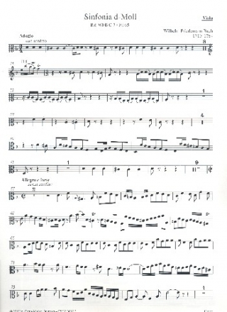 Sinfonia d-Moll BR-WFBC7/Fk65 fr 2 Flten, Streicher und Bc Viola