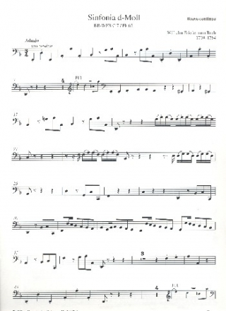Sinfonia d-Moll BR-WFBC7/Fk65 fr 2 Flten, Streicher und Bc Violoncello/Kontrabass