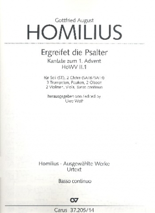 Ergreifet die Psalter, ihr christlichen Chre HoWV II.I fr Sopran, Tenor, gem Chor, Orchester und Orgel Violoncello/Kontrabass
