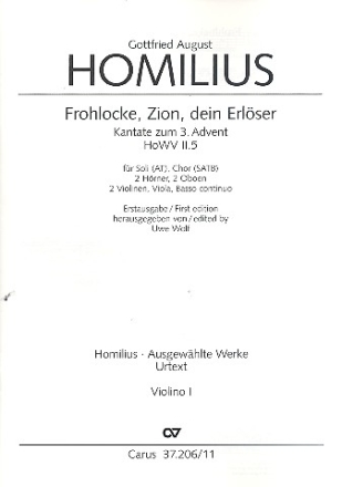 Frohlocke Zion dein Erlser HoWVII.5 fr Soli, gem Chor und Instrumente Violine 1