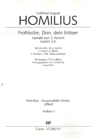 Frohlocke Zion dein Erlser HoWVII.5 fr Soli, gem Chor und Instrumente Violine 2