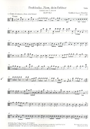 Frohlocke Zion dein Erlser HoWVII.5 fr Soli, gem Chor und Instrumente Viola
