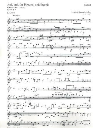 Auf auf ihr Herzen seid bereit fr Soli, gem Chor, 2 Oboen, 2 Violinen, Viola, Bc Violine 1