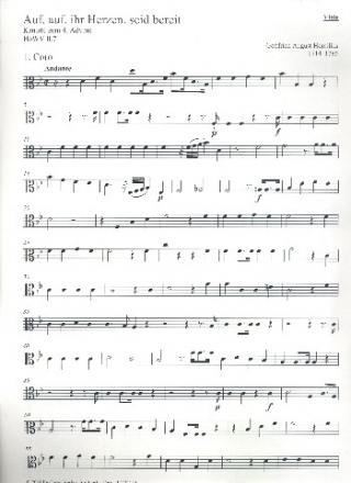 Auf auf ihr Herzen, seid bereit fr Soli, gem Chor, 2 Oboen, 2 Violinen, Viola, Bc Viola