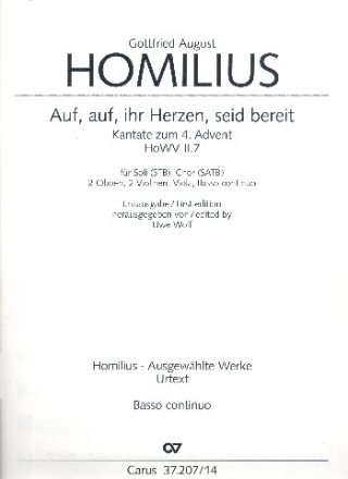 Auf auf ihr Herzen, seid bereit fr Soli, gem Chor, Streicher und Bc Violoncello/Kontrabass