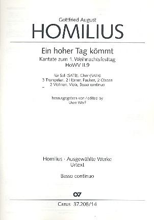 Ein hoher Tag kmmt HoWVII.9 fr Soli, gem Chor und Orchester Violoncello/Kontrabass