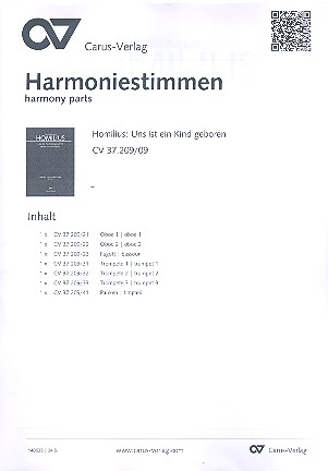 Uns ist ein Kind geboren HoWVII.13 fr Soli, gem Chor und Orchester Harmoniestimmen