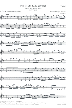 Uns ist ein Kind geboren HoWVII.13 fr Soli, gem Chor und Orchester Violine 1