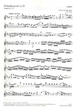 Konzert D-Dur WarbC79 fr Flte und Kammerorchester Violine 1