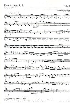Konzert D-Dur WarbC79 fr Flte und Kammerorchester Violine 2