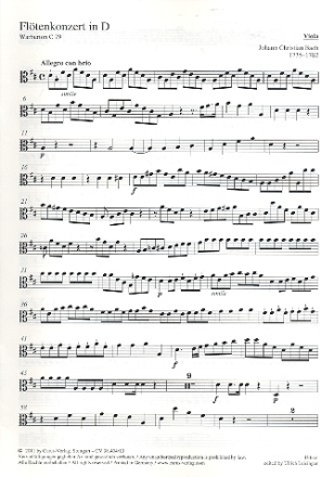 Konzert D-Dur WarbC79 fr Flte und Kammerorchester Viola
