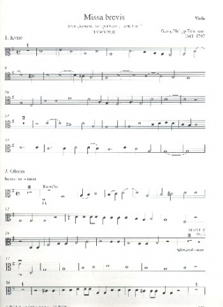 Missa brevis ber Komm Heiliger Geist Herre Gott TVWV9:10 fr gem Chor und Instrumente Viola
