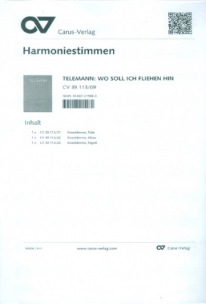 Wo soll ich fliehen hin TWV1:1724 fr Bass, gem Chor und Orchester Harmoniestimmen