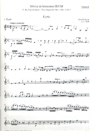 Groe Orgelsolomesse Es-Dur Hob.XXII:4 fr Soli, gem Chor und Orchester Violine 2