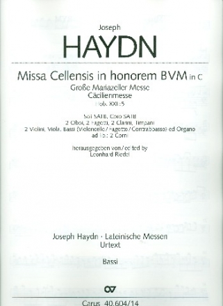 Groe Mariazeller Messe C-Dur Hob.XXII:5 fr Soli, gem Chor und Orchester Violoncello/Kontrabass