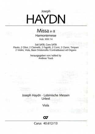 Harmoniemesse B-Dur Hob.XXII:14 fr Soli, gem Chor und Orchester Viola