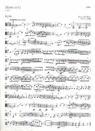 Messe G-Dur D167 fr Soli, gem Chor und Orchester Viola
