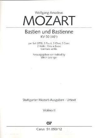 Bastien und Bastienne KV50 (KV46b) (Wiener Fassung 1768) fr Soli und Orchester Violine 2