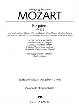 Requiem d-Moll KV626 fr Soli, gem Chor und Orchester Violoncello/Kontrabass