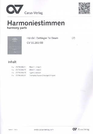 Dettinger Te Deum HWV283 fr Soli, gem Chor und Orchester Harmoniestimmen