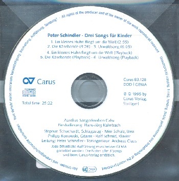 3 Songs fr Kinder  CD (Gesamtaufnahme und Playbacks)