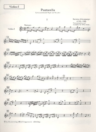 Pastorella F-Dur op.18,8 fr Orgel und Streichquartett Violine 1