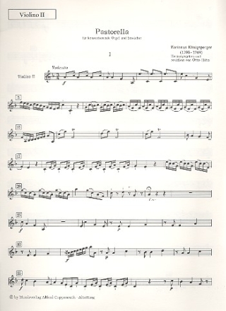 Pastorella F-Dur op.18,8 fr Orgel und Streichquartett Violine 2
