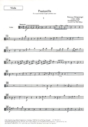 Pastorella F-Dur op.18,8 fr Orgel und Streichquartett Viola