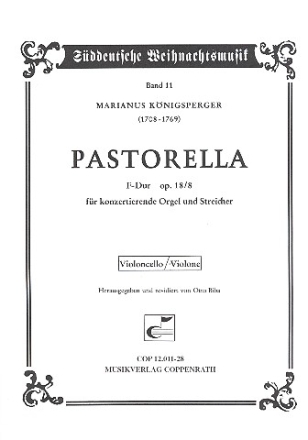 Pastorella F-Dur op.18,8 fr Orgel und Streichquartett Violoncello/Violone