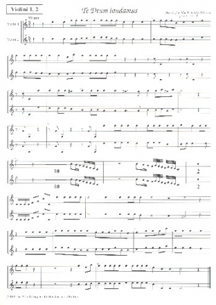 Te Deum laudamus fr Soli, gem Chor, Orchester und Orgel Violinen 1 und 2