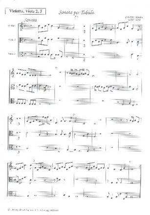 Sonata per Tabula fr 3 Blockflten (SSA), 3 Violinen, 2 Violen und Bc Spielpartitur Violetta/Viola 1/Viola 2