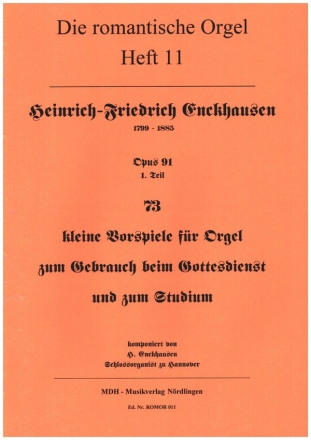 73 kleine Choralvorspiele op.91 Band 1 fr Orgel