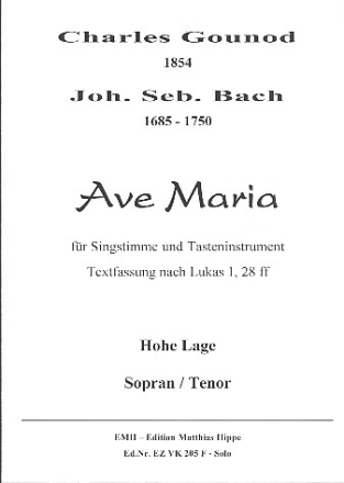 Ave Maria  fr Gesang (hoch) und Tasteninstrument Solostimme